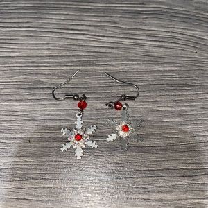 Christmas snowflake earrings,heart rose necklace, and heart gold earrings